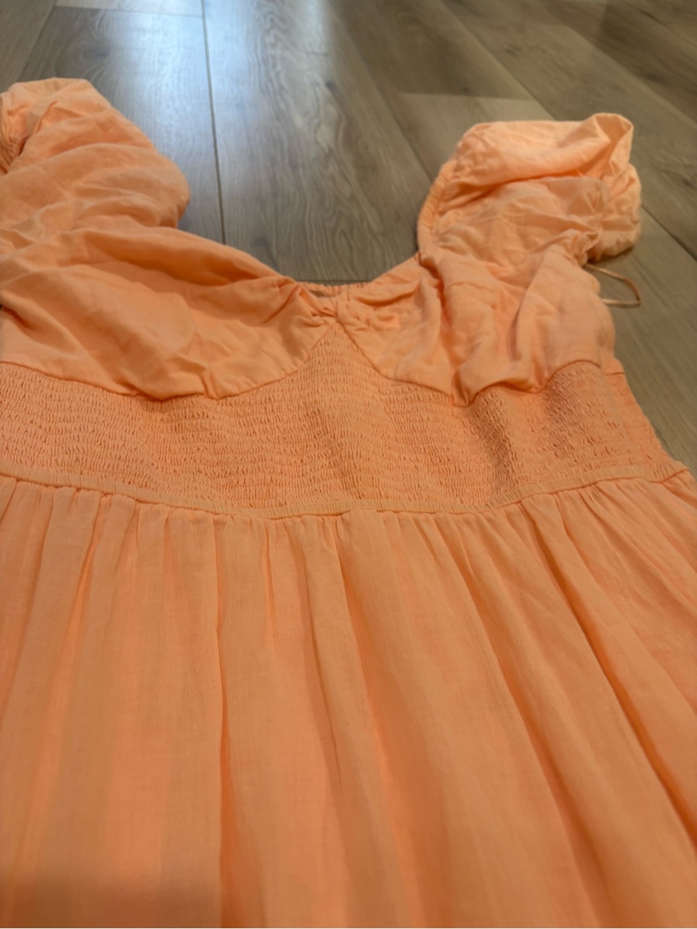 Free People Peach Tiered Maxi Dress with Puff Sleeves - Picture 9 of 13